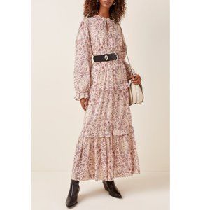 Isabel Marant Étoile Pink Likoya Floral Print Tiered Maxi Dress Sz M